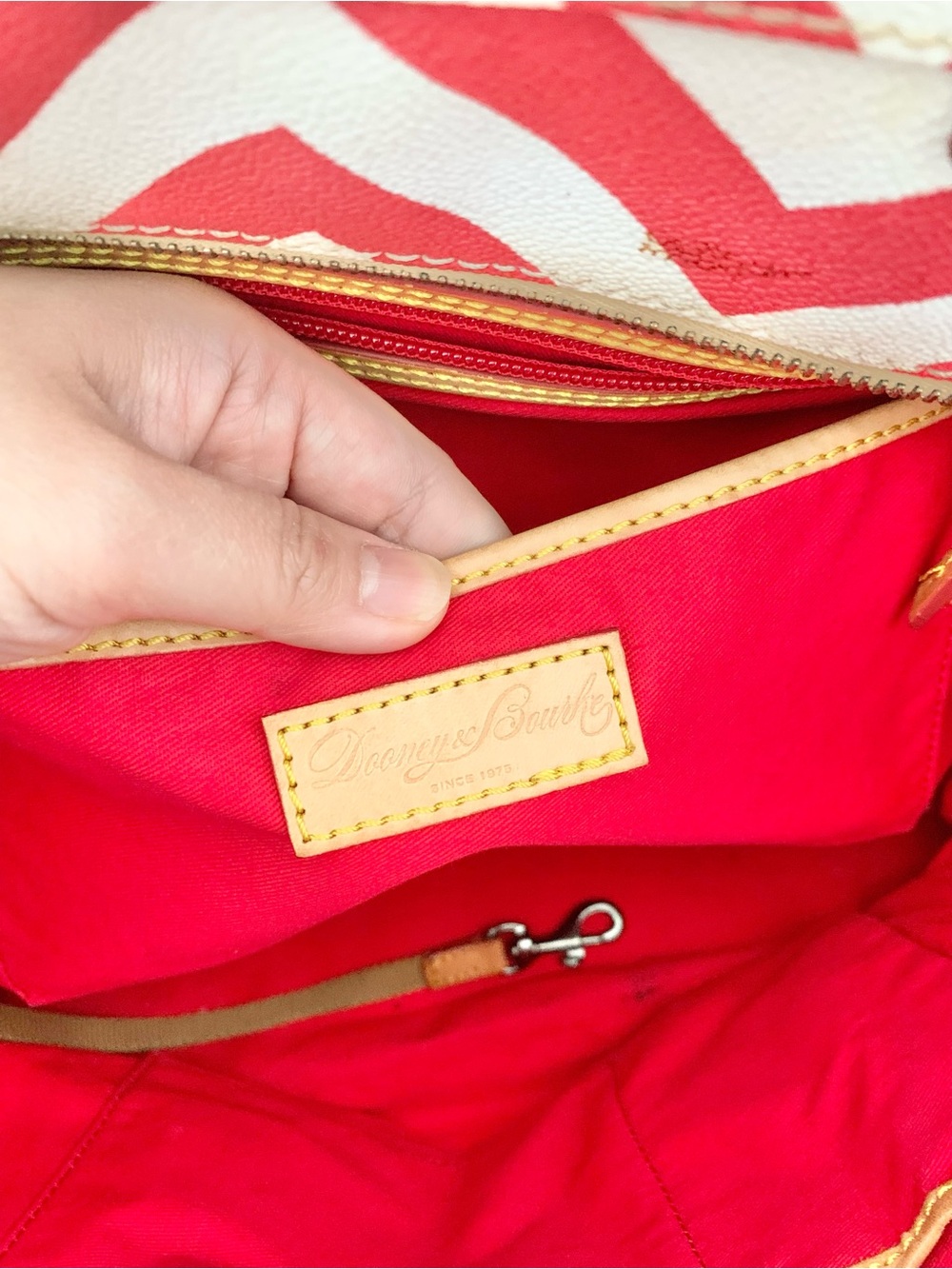 Dooney & Bourke Red Chevron Zip-Top Tote - Picture 9 of 14